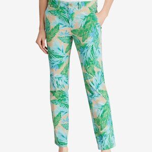 NEW Ralph Lauren Green Palm Tropical Print High Rise Fashion Pants Size 4